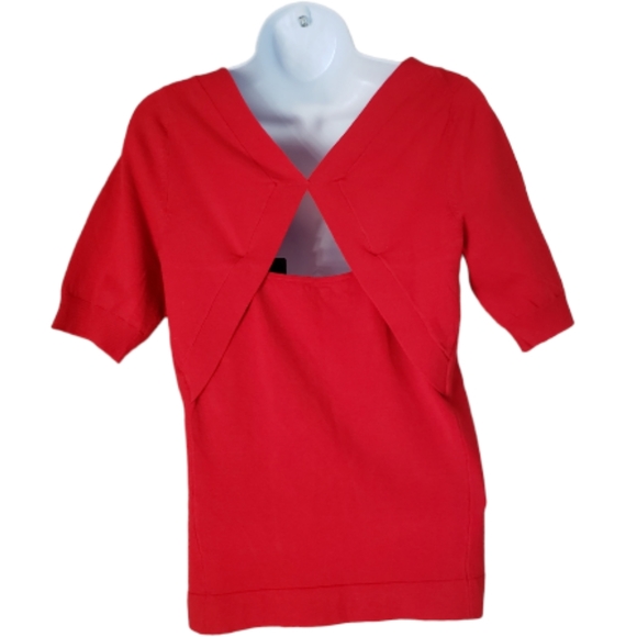 NWT Etcetera red cut out back silk blend blouse T-shirt Womens Medium - Picture 2 of 5